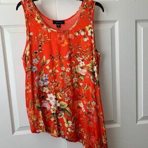 KAREN KANE Asymmetrical Sleeveless Top - Orange Floral